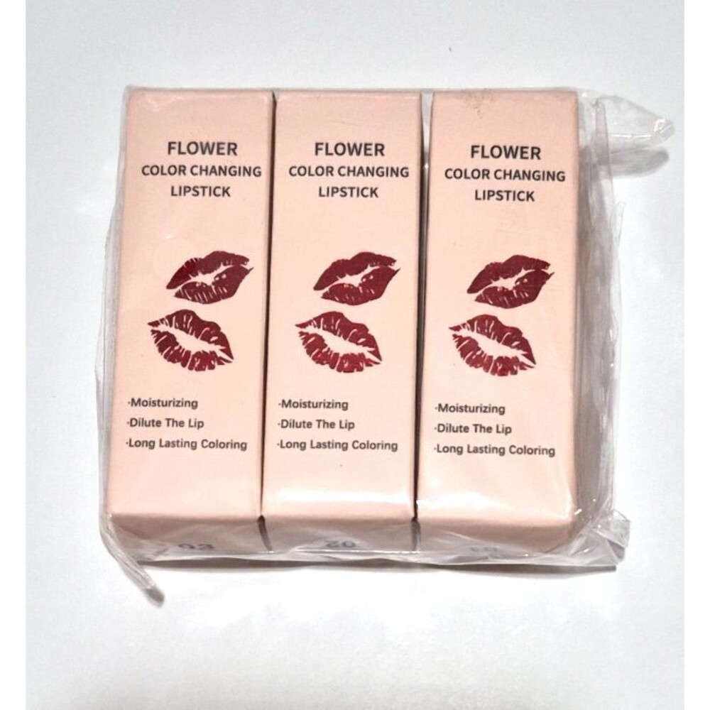 Flower Jelly Lipstick Set 3PCS 01 02 03 Color Change Moisturizing Long Lasting